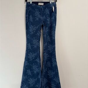 Free People penny pull-on printed flare jeans